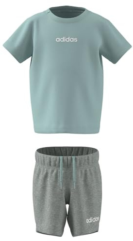 adidas Unisex Baby ESSENTIALS T-SHIRT SET Jogginganzug, semi flash aqua/white,