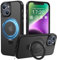 PuyaTeya Handyhülle für iPhone 14 Hülle,iPhone 13 Hülle, [mit Unsichtbarem Ständer ][mit MagSafe] Kratzfeste Anti-Fingerabdruck [Transluzente Matte] Hülle iPhone 14/iPhone 13 6.1 (Schwarz)