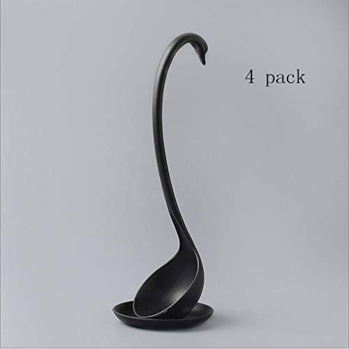 YEAHSOO Cuchara Largo Mango Cisne en Forma de Cuchara sopera con Bandeja de Cuchara Vertical for Tomar una Sopa Cuchara Grande de plástico Cuchara sopera(Color:4 Pack)