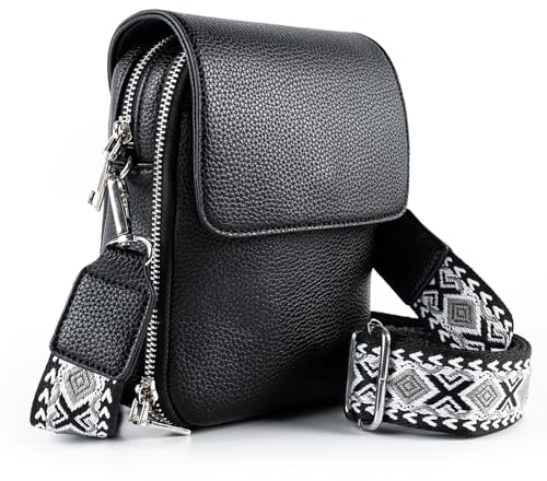 letech+ Crossbody Handy Umhängetasche Damen,PU Leder Handytasche zum Umhängen mit Geldbörse Tasche damen Phone bag Kleine Tasche Geschenke für Frauen zum Geburtstag Weihnachten Schwarz