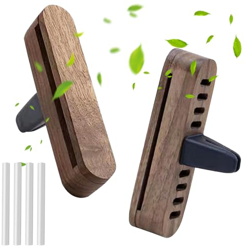 Aoreun Auto Diffusor Holz, Lufterfrischer Mit Hölzerner Lüftungsklammer, 4 Nachfüllauflagen, Aromatherapie Vent Clip, Ätherisches Öl Diffusor