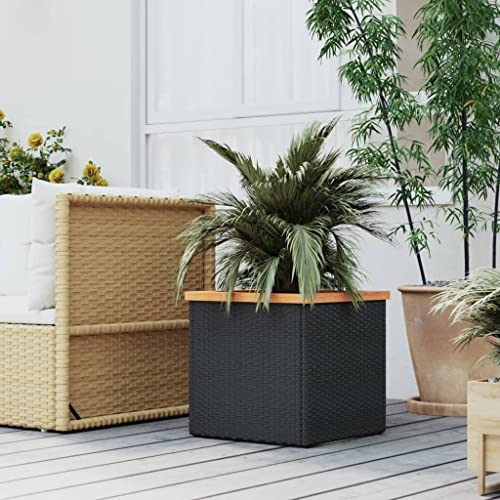 Fioriera da giardino, fioriera rialzata, da giardino, in polyrattan, colore nero, 80 x 80 x 40 cm, per giardini, esterni, balconi