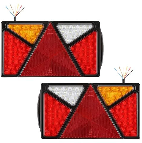SPARKMOTO 2 Stück LED Anhänger Rückleuchten 12V 24V Universal,LKW KFZ PKW Anhänger Beleuchtung Rückleuchter, 7Funktionen Rückleuchten Wohnwagen