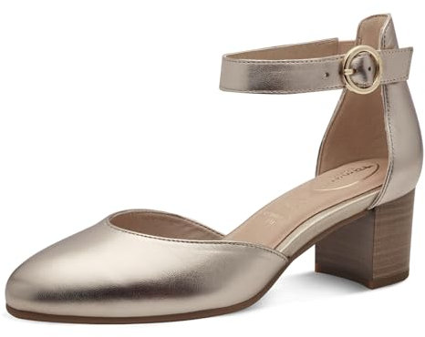 Tamaris Comfort Damen Pumps mit Riemen aus Leder Elegant, Gold (Lt Gold), 36 EU