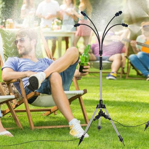 Stehend Sprühnebel Kühlung Bewässerungs System,Wassernebel Kühlsystem mit 8m Wasserleitung,Garten Sprühsystem für Gewächshaus Sonnenschirm,Nebel Kühlsystem für Terrasse,Garten,Freien (Schwarz)