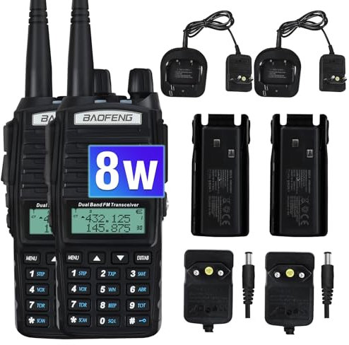 Walkie Talkie Recargable, 144-146/430-440 MHz, 128 Canales, VOX, CTCSS/DCS, UHF, VHF, FM, Radio con BateríA De 1800 MAh, Alcance MáXimo De ConversacióN De 5-8 Km, Profesional con Auriculares.