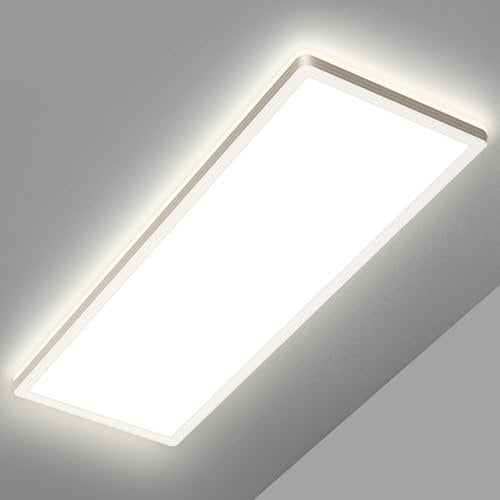 Deckenlampe, Led Deckenleuchte Dimmbar mit Fernbedienung, 24W 2500LM 3000K - 6500K, Flach Lang Lampe Decke Led Panel Rechteckige Leuchten für Badezimmer Wohnzimmer küche Büro, Backlight 58x20x2,5 cm
