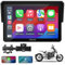 Carpuride W502 Motorrad-Carplay und Android Auto, IP67 Wasserdichtes Tragbares Autoradio, 5-Zoll-IPS-Touchscreen, Navigation/Siri für Motorräder