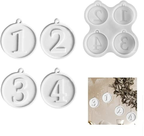 Silikonform Kerzenhalter Gießformen Zahlen 1-4 - Einschieber für Beton (C)