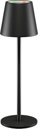 goobay LED Tischleuchte kabellos/stufenlos dimmbar mit Touch Steuerung/LED Akku Tischlampe für Innen und Außen / 150lm und RGB-Lichtfarben - 3000K warmweiß, USB-C, Schwarz / 72025