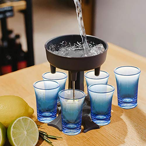 AKTOUR Set di bicchieri in vetro con motivo floreale, in plastica e infrangibili, per acqua, vino, cucina, sala da pranzo e bar, tazze in legno per bere (blu, taglia unica)