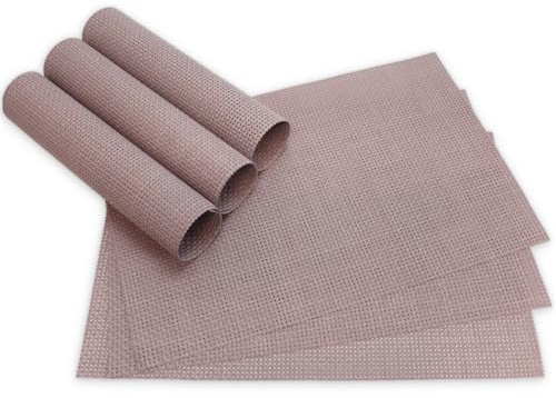 Moderne Tischsets in Alt-rosa im 6er Set - Abwaschbare Platzsets als rechteckige Tischuntersetzer - Gewebtes Platzdeckchen als Tischunterlage für Esstisch Wohnzimmer Tisch-Deko