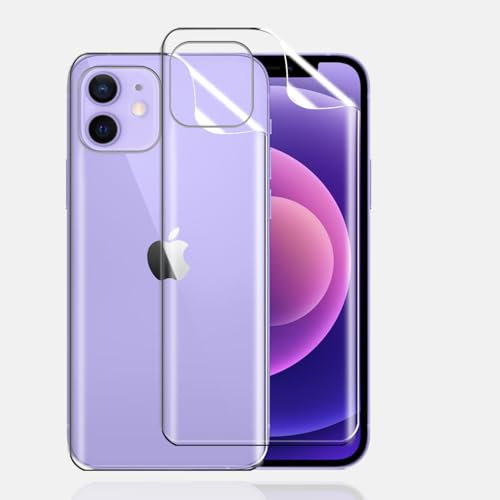 KoasVonson Film Protecteur Arriere pour iPhone 12, 2PCS Film Hydrogel Arrière HD Flexible en TPU transparent, Films de Protection Hydrogel Arrière Anti-Rayures