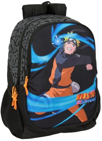 safta Naruto Schulrucksack für Kinder, ideal für Kinder verschiedener Altersgruppen, bequem und vielseitig, Qualität und Widerstandsfähigkeit, 32 x 16 x 44 cm, Schwarz, M, Casual