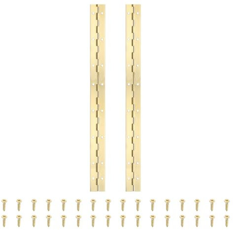 PATIKIL 16x1.2 Inch Piano Hinge,2 Pcs 304 Stainless Steel Continuous Hinge with Holes for Piano Gate Door Wooden Storage Box Cabinet Boat,Gold