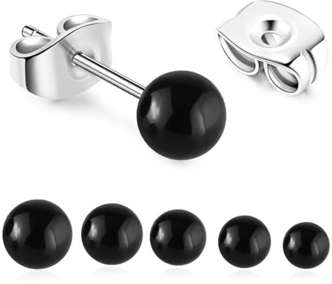 OQKAHIV 5 Paires boucles d'oreilles perles Clous d'oreilles en perles classiques - Simple et élégant, boucles d'oreilles pendantes pour femmes boucles d'oreilles pendantes cadeau pour femmes, noir