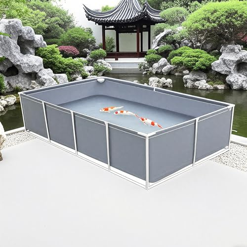 Hynbdes Foldable Pool Canvas Fish Pond, Portable Water Storage Tank Above Ground With Frame, Large Aquaculture Cistern Reservoir For Outdoor Garden Breeding-gray-3 * 1.5 * 0.8m