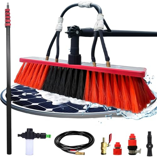 3.6m - 12m Telescopic Cleaning Brush, Telescopic Hydrocleaner, Water Powered, Soap Dispenser, Cleaner for Solar Panels, Window Cleaning Kit, Washing Roofs, Trucks, Bus, Cars (55cm Brush,12M)