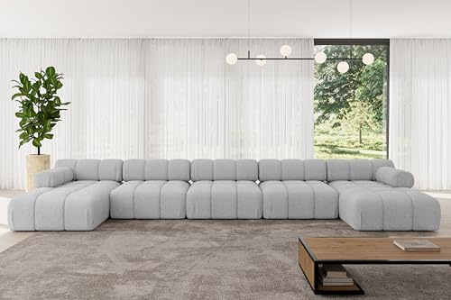 ALTDECOR Modulares Sofa Ecksofa in U-Form Corner modular Sofa Eckcouch Couch Wohnlandschaft Cauchsofa Polstersofa Tesso-U3-475x160x70 cm Hellgrau