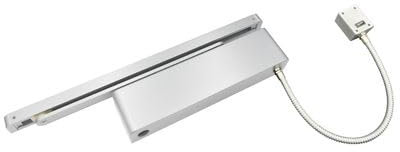 Kooples Hardware E-Mag Door Closer – Radius Track Arm Electromagnetic Overhead Closer, EN1155 Fire Rated, Hold Open & Swing Free, Concealed Slide Rail (Silver)
