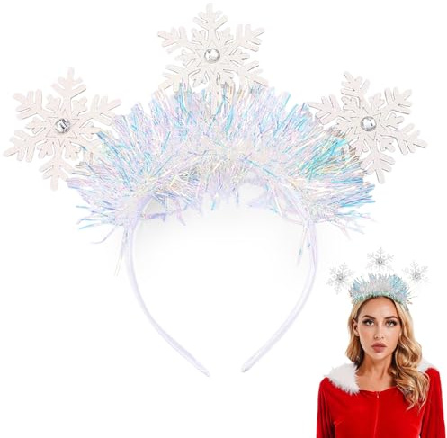 YUSHWENPTY Schneeflocken Haarreif, Schneeflocke Kopfschmuck, Weihnachts Haarreif Erwachsene, Weihnachts Haarschmuck Kinder, Christmas Hair Accessories für Damen Mädchen Weihnachtsgeschenke (B, B)