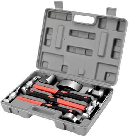 MUKSUET 7PCS Professional Auto Body Repair Kit with Storage Case, | Panel Beating Tools, Hammers Set for Car Dent Removal