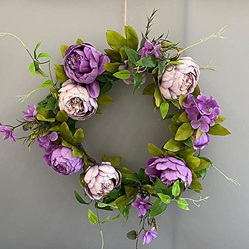 40cm künstlicher Blumenkranz Weihnachtskranz Türsturz-lila Kranzring Herbstdekorationen
