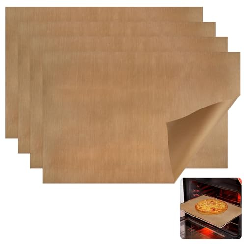 4 Stück Dauerbackfolie für Backofen, 60 X 40 cm Groß Backpapier Wiederverwendbar, Dauer Backpapier Ohne Schadstoffe, Dauerbackfolie Teflon Hitzebeständig, für Backen,Kochen, Grillen, Frittieren
