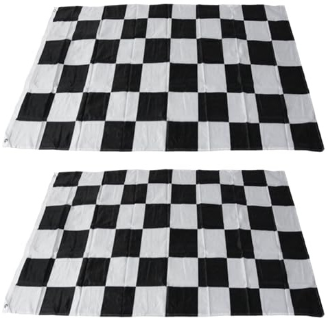 TOYZFRIENDY 2 Stück Zielflaggen Rennwagen Fahnen 100 X 62cm Polyester Schwarz Weiß Kariert Handflaggen für Rennstrecke Outdoor Dekoration