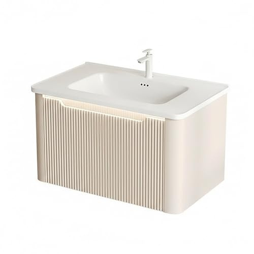 YOWLLXOF Mural Meuble-lavabo d'angle, avec Lavabo Céramique Intégré, Tiroir de Rangement Spacieux,pour Salle de Bain Invités,Buanderies,Jardin(24 * 18.1in)