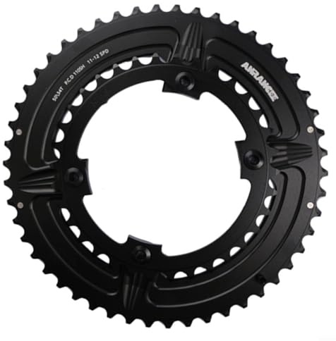 Glewi Plato de carretera asimétrico 110BCD, piñón delantero negro para 105 R7000 para Ultegra R8000 para Dura-Ace R9100, 7075-T6 aluminio para doble cadena negro (34/50T)