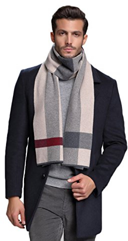 RIONA Herren Winter-Kaschmir-Gefühl Australian Wool Weicher Warmer Strickschal einheitsgröße grau