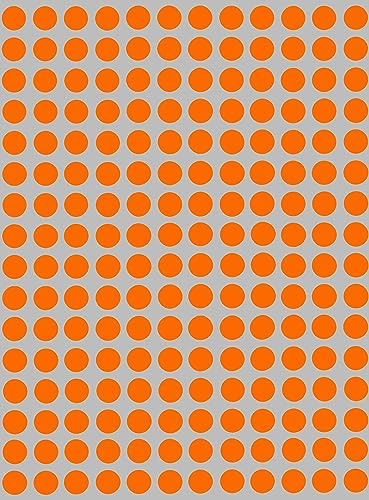 Royal Green Color Labels 8mm (0.8 cm) Dot Stickers Neon Orange - 2520 Pack
