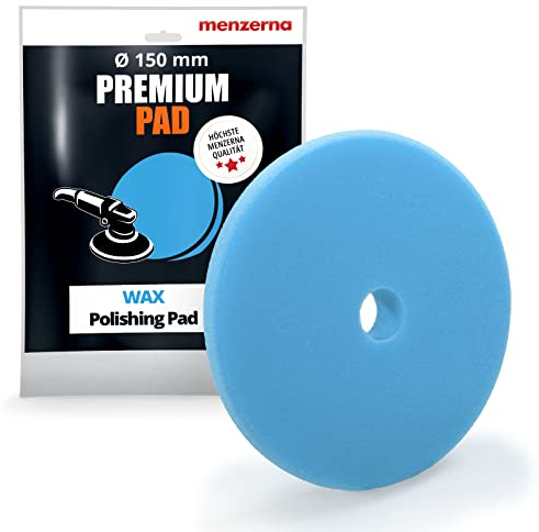 Detailmate Set - Menzerna Wax Foam Pad - 150 mm - sehr weicher Polierschwamm - ideal zum Wachsen - blau + 2 detailmate Nitril - Schutzhandschuhe