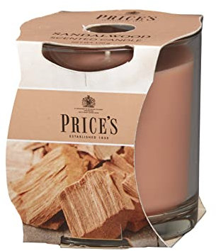 Price's Sandelholzkerze im Glas, klassisch, holzig, hochwertiger Duft, langanhaltender Duft, bis zu 45 Stunden Brenndauer