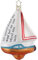 Inge-glas - Christbaumschmuck, Baumschmuck - Yacht, Segelboot, Boot - Größe: 11,5 cm - Glas mundgeblasen