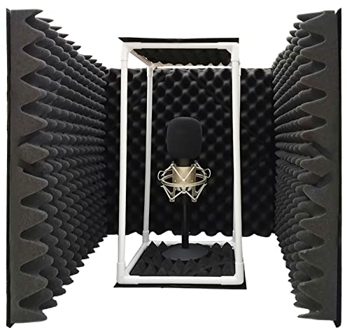TroyStudio Microphone Isolation Shield, Reflection Filter for Desk Use, Large, Foldable, Work with All the Desk Mics, Recording Music Studio Vocal Booth, Sound Talk Box Podcast Streaming Equipment
