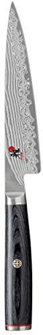 Miyabi Kaizen II - Coltello multiuso giapponese da 11,4 cm, coltello da cucina versatile, manico in legno pakkawood nero, motivo damasco a 48 strati, realizzato a mano a Seki, Giappone