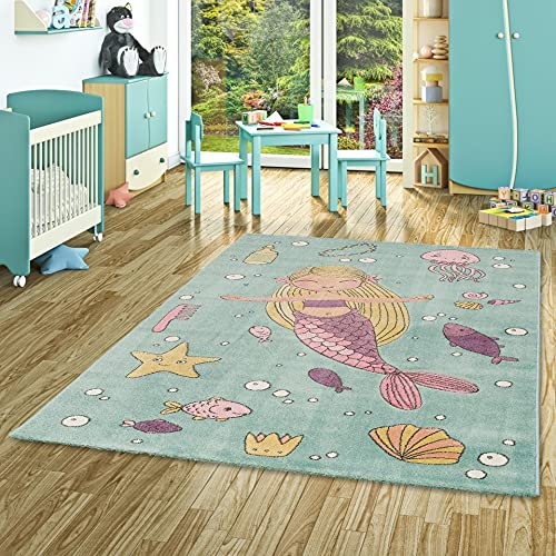Pergamon Kinder Teppich Maui Kids Meerjungfrau Pastell Mintgrün in 5 Größen