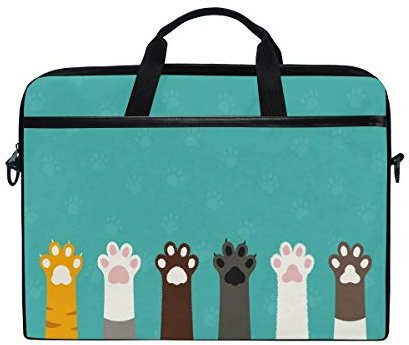 Borsa per computer portatile Custodia per computer con stampa di zampa di gatto da 14-14,5 pollici Custodia protettiva da viaggio con tracolla per uomo donna ragazzo e ragazza