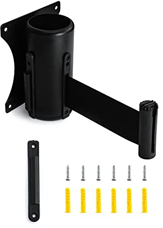 QWORK® Einziehbar Absperrband, sicheres Bremssystem und personenleitsystem mit 3 m einziehbarem Riemen, Schwarz