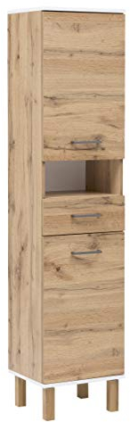 Schildmeyer Hochschrank 147627 Wido, Eiche Landhaus Dekor/weiß, 178,5 x 40 x 35 cm