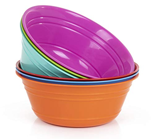 Mintra Home Lot de 6 Bols 600 ml - Bol pour Apéritifs - Bol Plastique - Réutilisable - Bols Petit Déjeuner - Bols et Saladiers - Bol Ramen - Bol à Soupe - Bol Micro-ondes/Lave-vaisselle - Divers