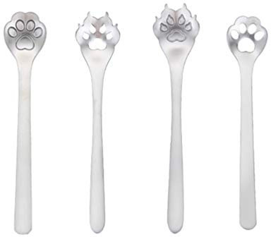 4Stücke Teiliges Set Rührlöffel mit Katzenpfoten-design Kreative Kaffeelöffel für Desserts und Getränke für Zuhause und Gastronomie Zufälliger Stil