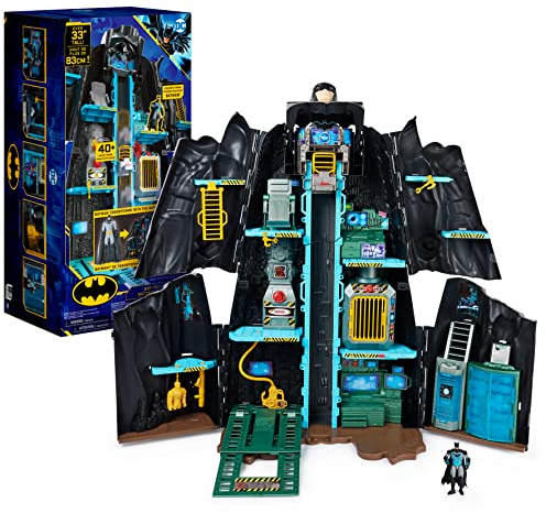 DC Batman, Bat-Tech Batcave, riesiges verwandelbares Spielset mit exklusiver 10,2cm großer Batman-Figur und Zubehör, Kinderspielzeug für Jungen