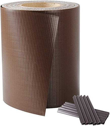 Laneetal PVC Sichtschutzstreifen Doppelstabmatten 0,19x140 m Sichtschutz Gartenzaun Sichtschutzfolie Balkon Zaun Braun, 450g /m²