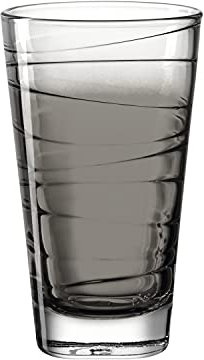 Leonardo Vario Struttura Trink-Glas, 1 Stück, spülmaschinenfestes Longdrink-Glas, bunter Trink-Becher aus Glas, Saft-Glas, grau, 280 ml, 026830