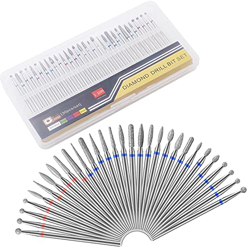 MWOOT 30 Stücke Nail Drill Bits,3/32 Zoll Nagelfräser Bits Set,Polieren Schleifkörper Schleifkopf Nagelfräser Aufsätze Set für Maniküre Pediküre