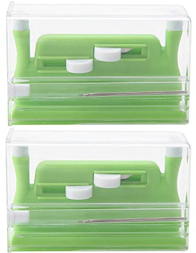 Cenpek, 2 infila ago da tavolo, automatico, doppio, manuale, verde, con doppio foro per l’inserimento dell’ago, per macchina da cucire, fai da te, fatto a mano