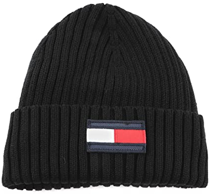 Tommy Hilfiger Jungen Mütze Fleece Big Flag Beanie, Schwarz (Black), L-XL